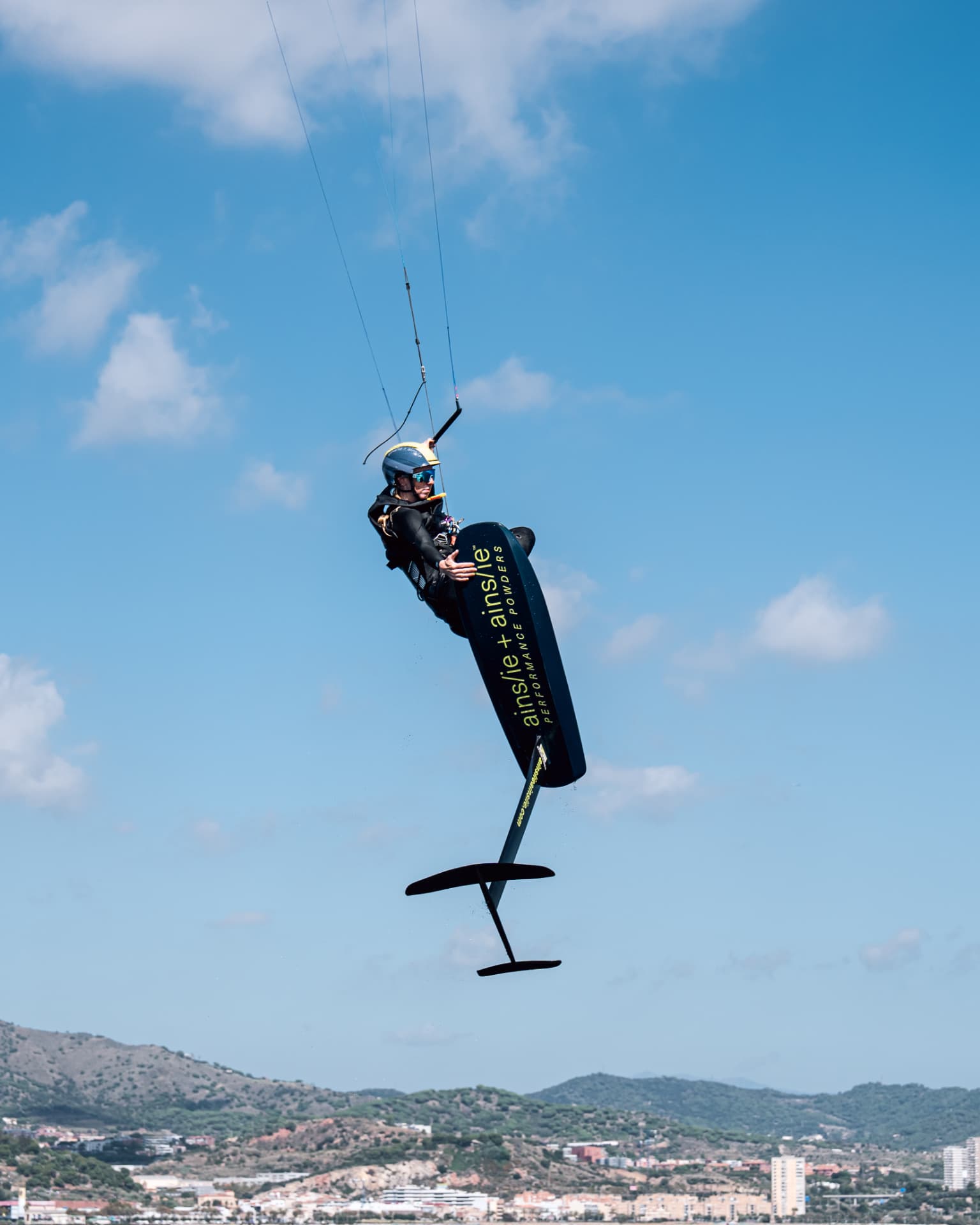 Ainslie + Ainslie kite-foiler airborne in Barcelona